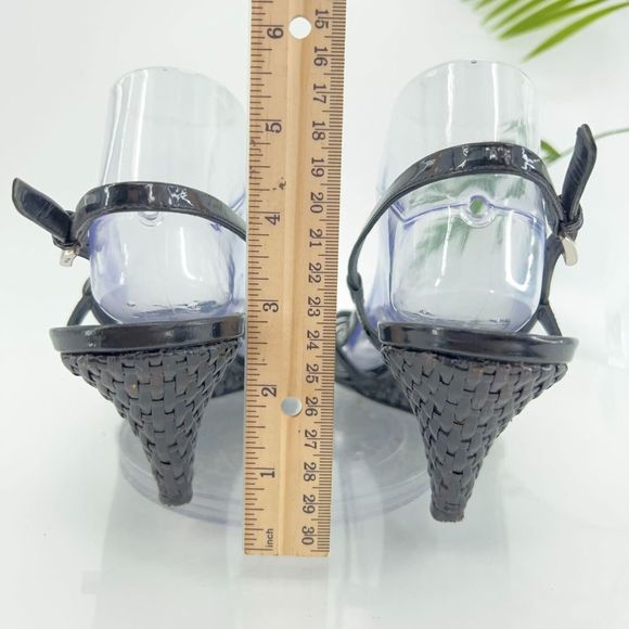 Prada Sandals Women's Size 41 11 Black Leather Wedge Woven Slingback Vintage Y2K - Picture 6 of 15